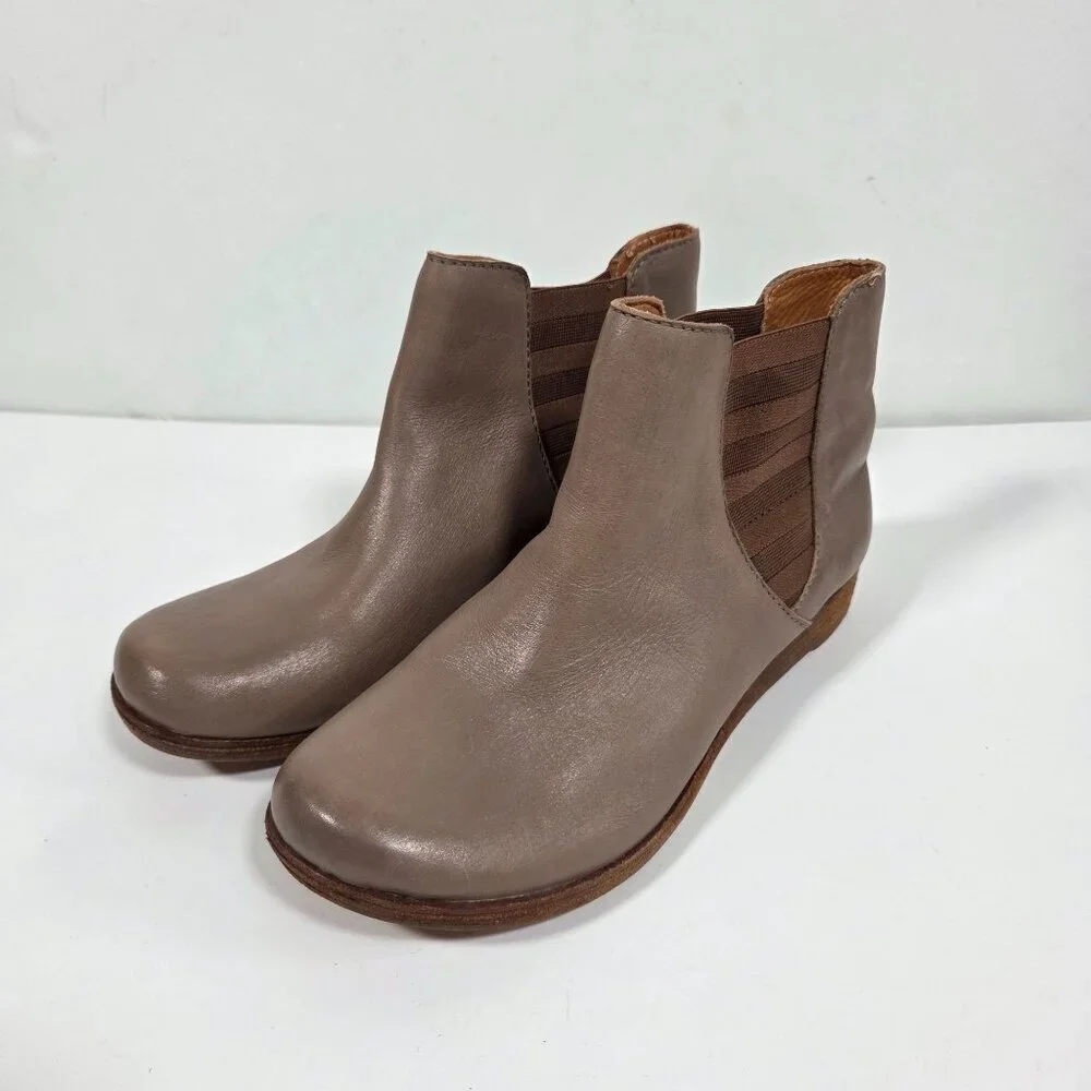 Kork Ease Womens Brpwn Leather Chelsea Ankle Boots Size 7 Classic Pull On